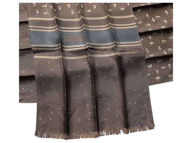 Dolce & Gabbana Sciarpa scialle per il collo in seta Fantasy marrone - vista 3