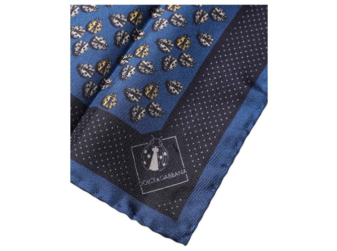 Dolce & Gabbana Foulard quadrato in seta blu con coccinelle - vista 2
