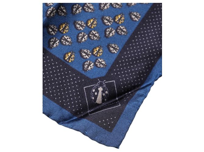 Dolce & Gabbana Foulard quadrato in seta blu con coccinella - vista 4