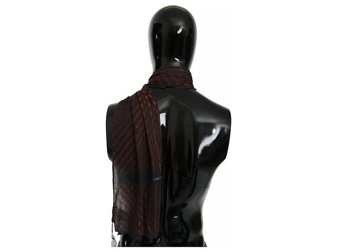 Dolce & Gabbana Foulard in viscosa nero e rosso - Sciarpa di marca - vista 3