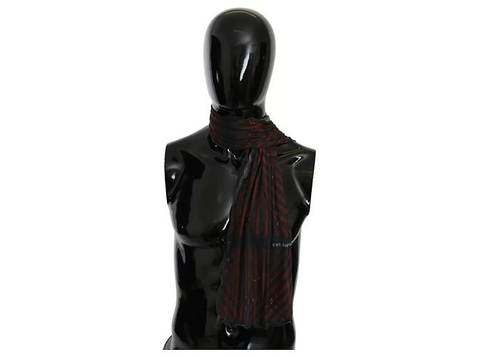 Dolce & Gabbana Foulard in viscosa nero e rosso - Sciarpa di marca - vista 6