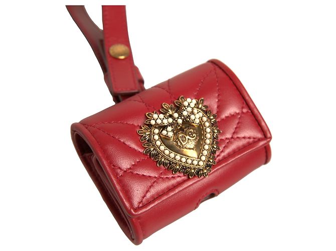Dolce & Gabbana Devotion Heart Strap Airpod Case aus schwarzem Leder - Ansicht 4