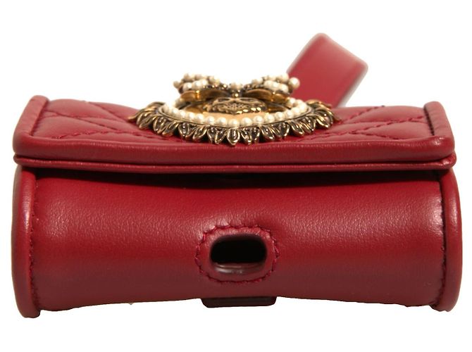 Dolce & Gabbana Devotion Heart Strap Airpod Case aus schwarzem Leder - Ansicht 5