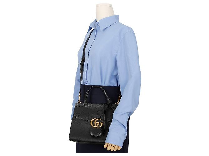 Gucci Mini Borsa Tote con Manico e Tracolla GG Marmont - vista 13