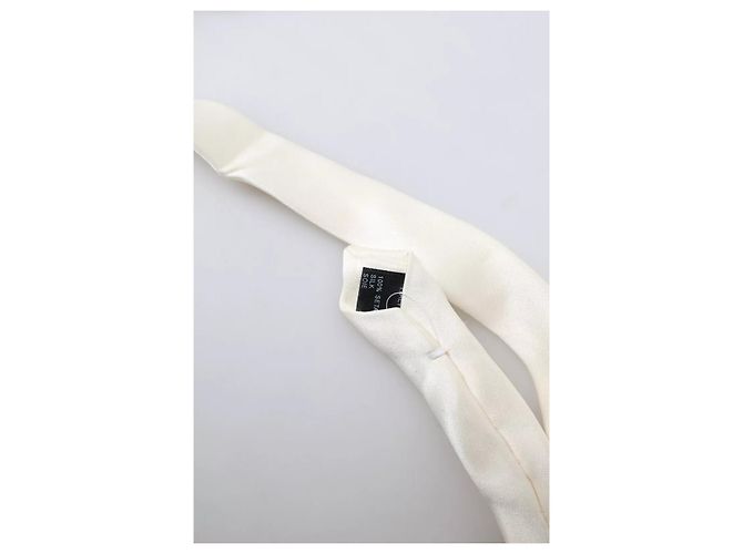 Dolce & Gabbana Cravatta classica da uomo in seta satinata Off White - vista 2