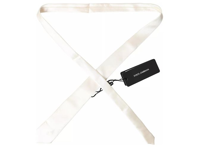 Dolce & Gabbana Cravatta classica da uomo in seta satinata Off White - vista 3