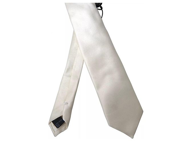Dolce & Gabbana Cravatta classica da uomo in seta satinata Off White - vista 2