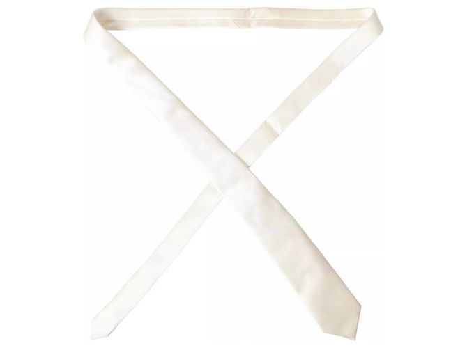 Dolce & Gabbana Cravatta classica da uomo in seta satinata Off White - vista 4