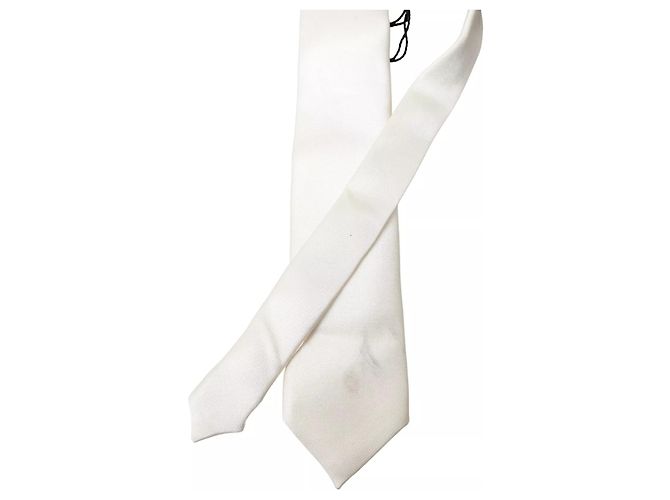 Dolce & Gabbana Cravatta classica da uomo in seta satinata Off White - vista 2