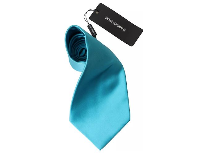 Dolce & Gabbana Cravatta larga da uomo in seta azzurro chiaro - vista 6