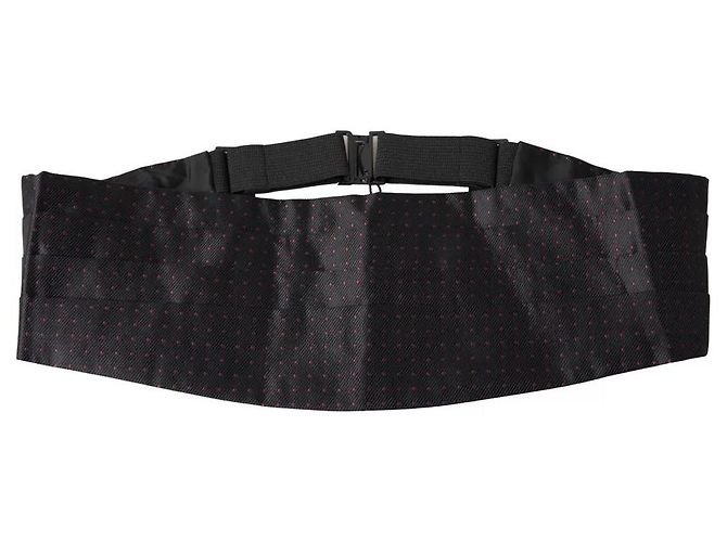 Dolce & Gabbana Fascia Cummerbund da Smoking in Seta Nera a Pois - vista 2