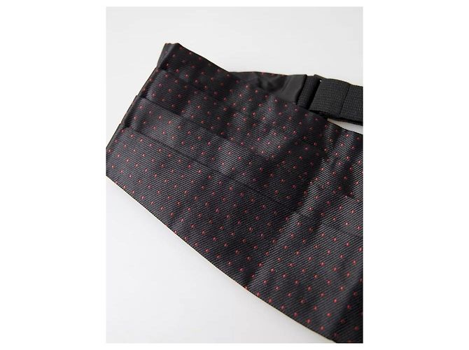 Dolce & Gabbana Fascia Cummerbund da Smoking in Seta Nera a Pois - vista 4