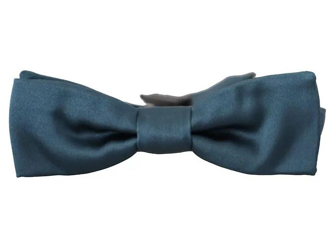 Dolce & Gabbana Papillon regolabile da uomo in seta blu % - vista 5