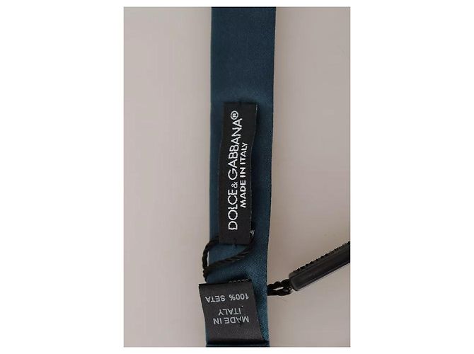 Dolce & Gabbana Papillon regolabile da uomo in seta blu % - vista 7