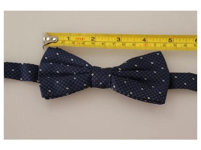Dolce & Gabbana Blue Patterned Silk Adjustable Neck Bow Tie Men - view 2