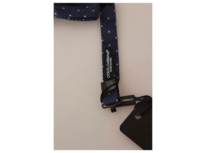 Dolce & Gabbana Blue Patterned Silk Adjustable Neck Bow Tie Men - view 5