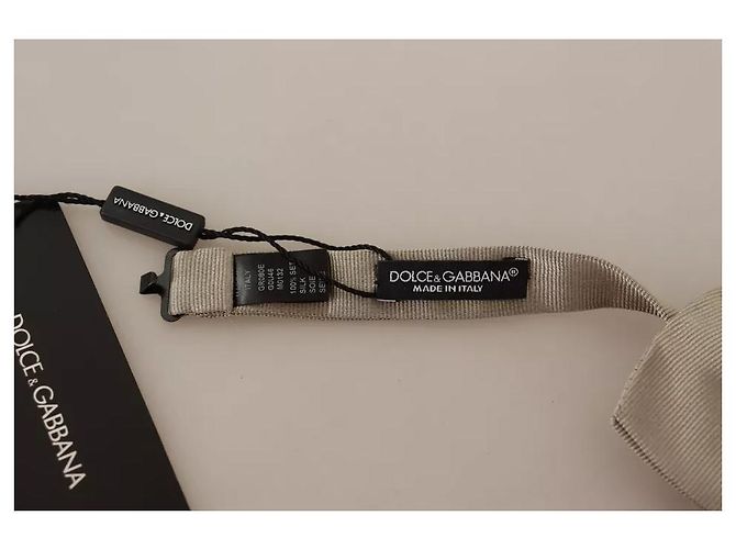 Dolce & Gabbana Papillon regolabile in seta grigio argento - vista 3