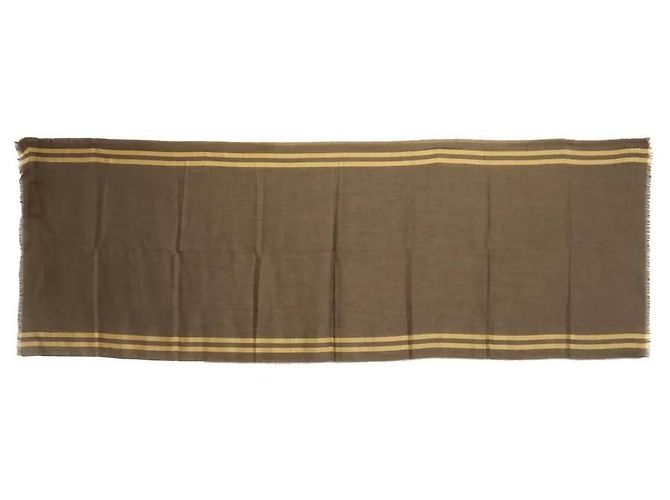 Dolce & Gabbana Sciarpa Wrap in Cashmere a Righe Verdi con Frange - vista 2