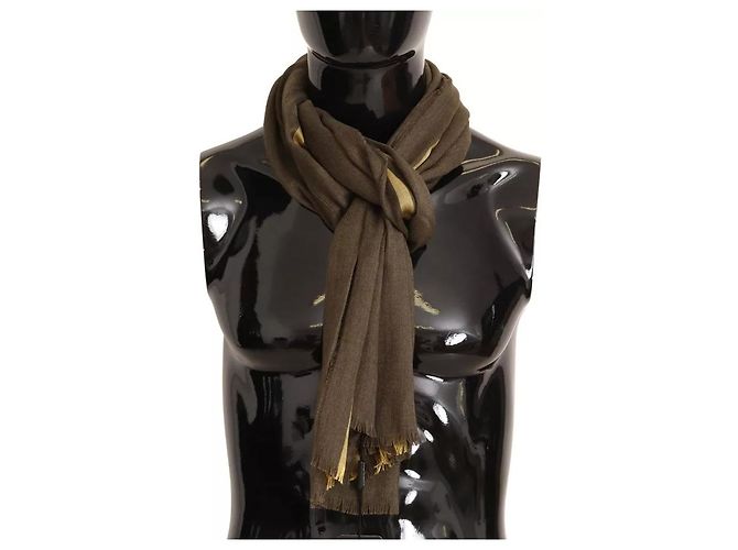 Dolce & Gabbana Sciarpa Wrap in Cashmere a Righe Verdi con Frange - vista 3