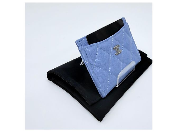 Chanel Tarjetero cartera Classic Caviar Silver Blue - vista 2