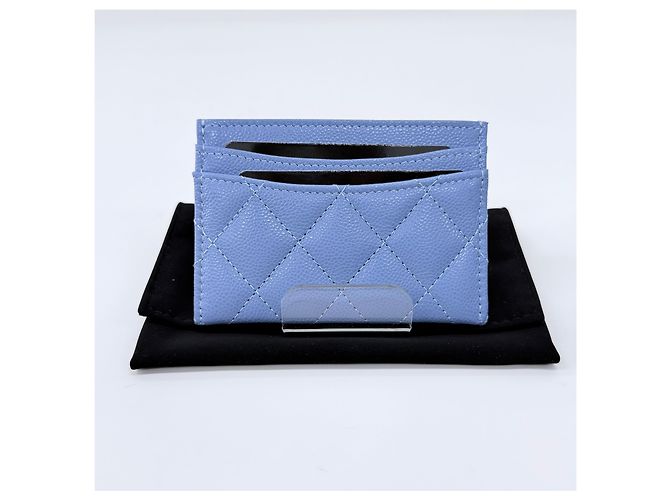 Chanel Tarjetero cartera Classic Caviar Silver Blue - vista 6