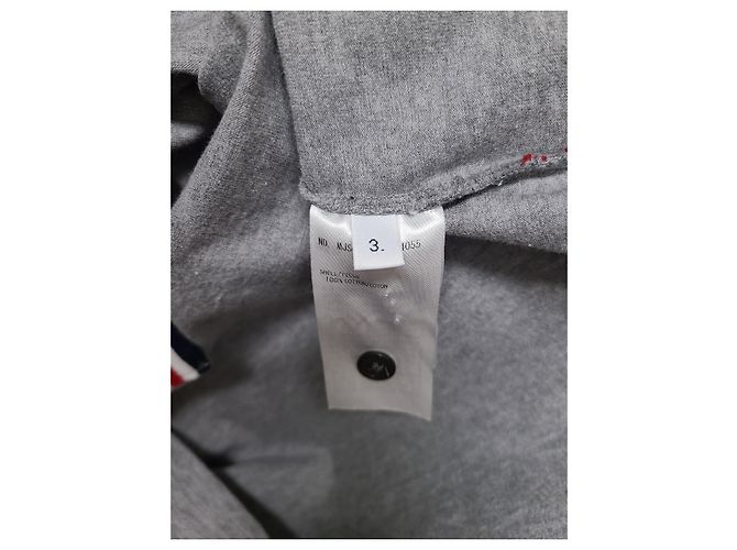 Thom Browne Graues Three-Stripes Jersey-T-Shirt mit Tasche - Ansicht 5