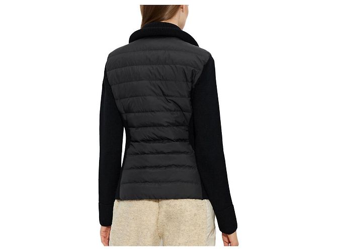 Moncler Cardigã de Lã com Zíper e Acolchoado para Mulher Preto - vista 4