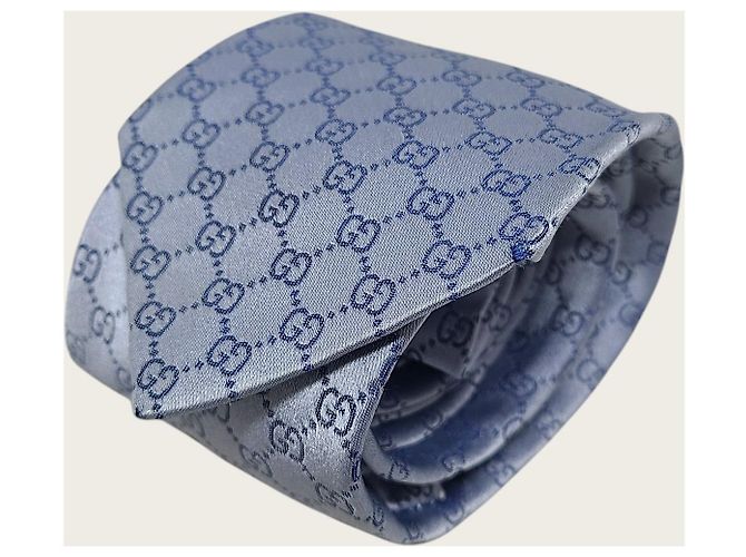 Gucci Light Blue GG Silk Tie - view 3