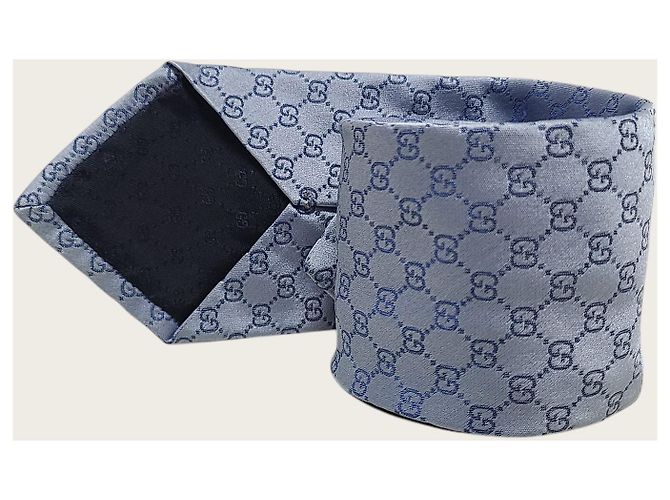 Gucci Light Blue GG Silk Tie - view 4