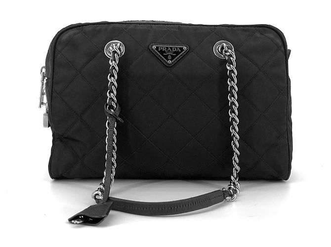 Prada Borsa a tracolla matelassé in nylon con catena - vista 2