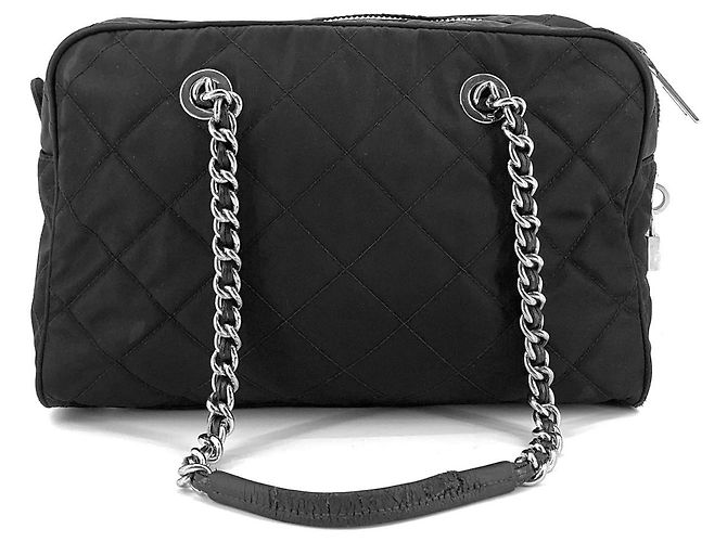 Prada Borsa a tracolla matelassé in nylon con catena - vista 3