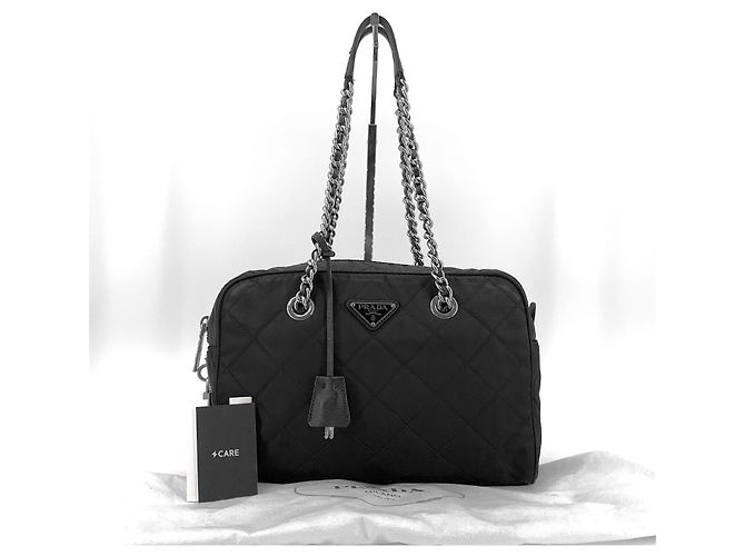 Prada Borsa a tracolla matelassé in nylon con catena - vista 8