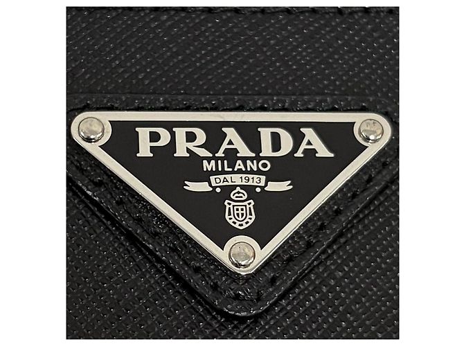 Prada Clutch in Saffiano con logo triangolare e tracolla Nero - vista 5