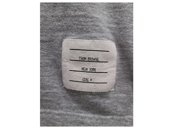 Thom Browne Grau gestreiftes Jersey T-Shirt mittlerer Gewichtsklasse - Ansicht 3