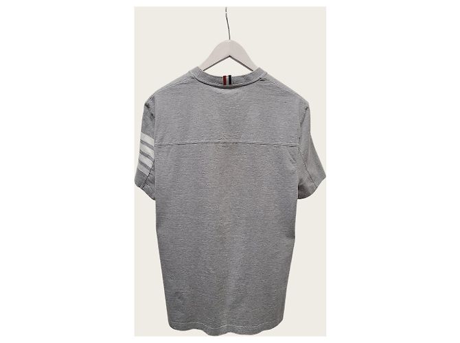 Thom Browne Grau gestreiftes Jersey T-Shirt mittlerer Gewichtsklasse - Ansicht 4
