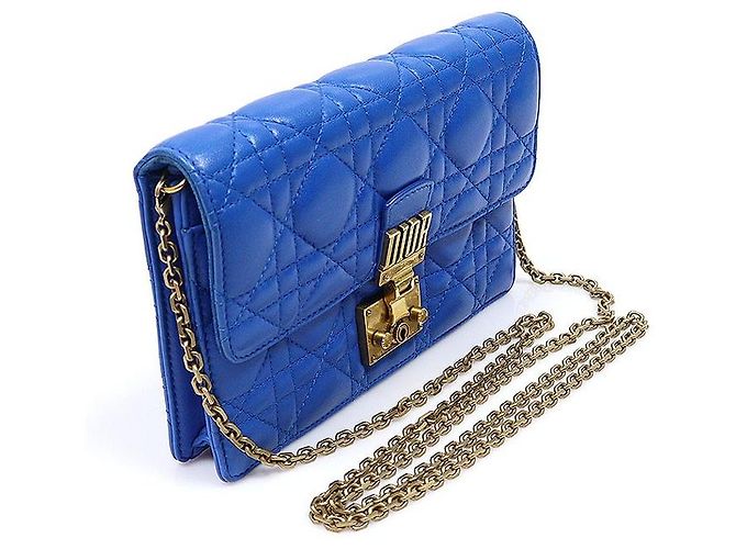 Dior Borsa a tracolla WOC Addict in pelle d'agnello Cannage blu - vista 2