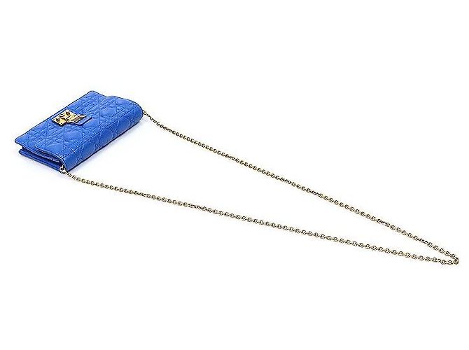 Dior Borsa a tracolla WOC Addict in pelle d'agnello Cannage blu - vista 3