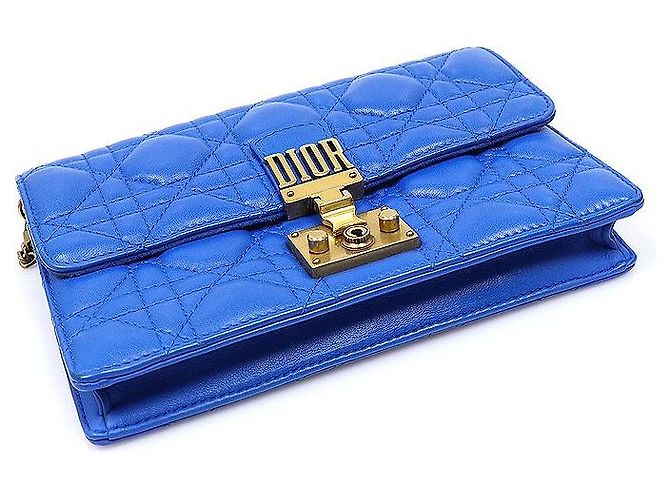 Dior Borsa a tracolla WOC Addict in pelle d'agnello Cannage blu - vista 4