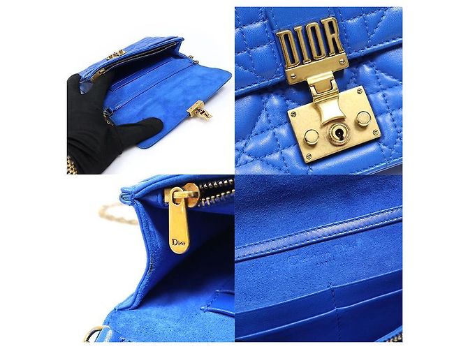 Dior Borsa a tracolla WOC Addict in pelle d'agnello Cannage blu - vista 6