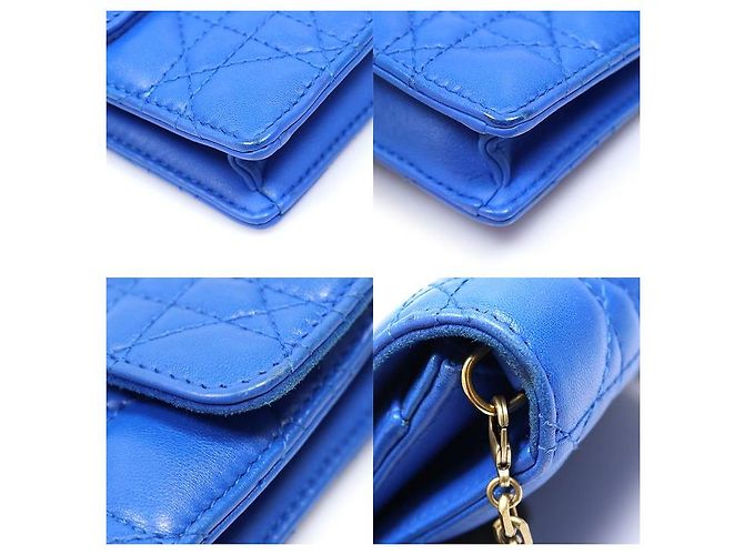 Dior Borsa a tracolla WOC Addict in pelle d'agnello Cannage blu - vista 7