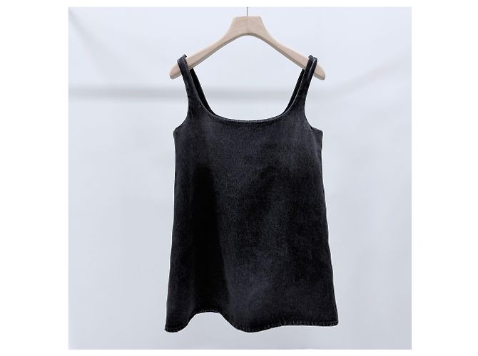 Prada Washed Denim Mini-Kleid Schwarz - Ansicht 4
