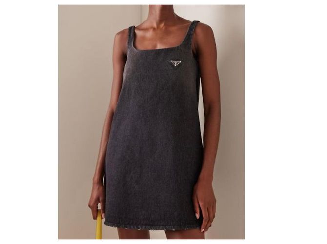 Prada Washed Denim Mini-Kleid Schwarz - Ansicht 7