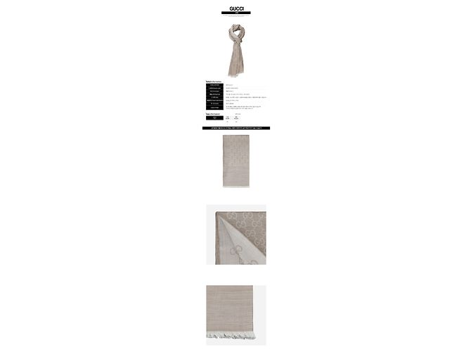 Gucci Sciarpa in jacquard di lana e seta Beige - vista 2