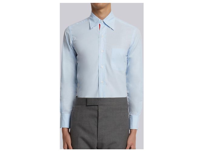 Camicia in popeline azzurro Thom Browne - vista 3