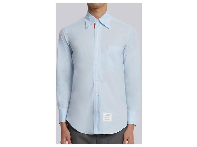 Camicia in popeline azzurro Thom Browne - vista 4
