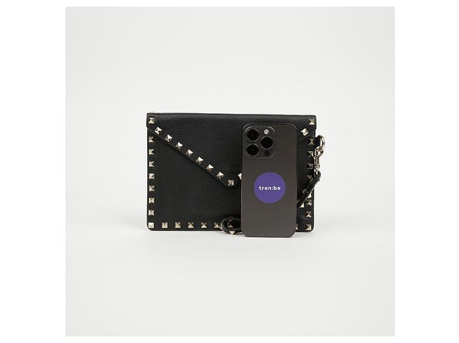 Valentino Clutch Rockstud Envelope Strap Black - vista 6