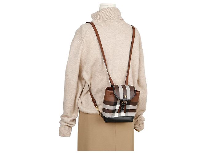 Burberry Check Micro Kordrucksack Dark Birch Brown - Ansicht 11