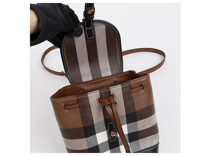 Burberry Check Micro Kordrucksack Dark Birch Brown - Ansicht 8