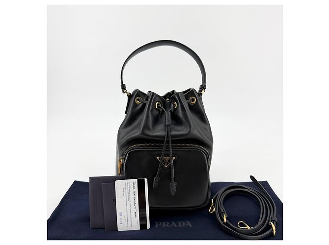 Borsa a secchiello Prada in pelle marrone - vista 2