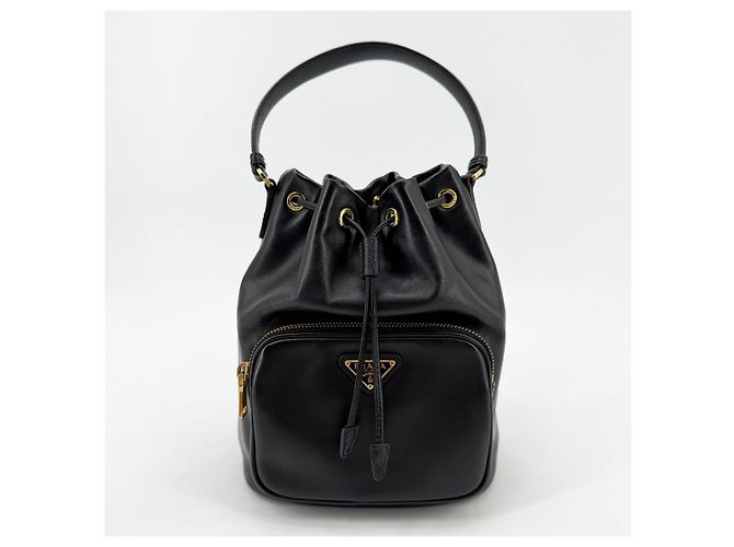 Borsa a secchiello Prada in pelle marrone - vista 4